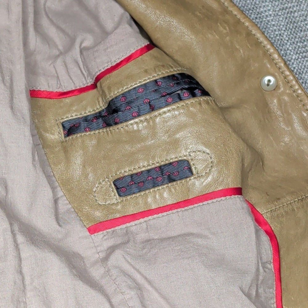 Gap Edition Womens Tan Genuine Leather Stand Collar Button Front Jacket Size M - Picture 13 of 16